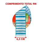 Rolos Fita Aramada Natalina Azul Listrada 6,3cm 9m Kit 5pçs