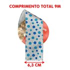 Rolos Fita Aramada Natalina Bolinhas Azul 6,3cm 9m Kit 4pçs