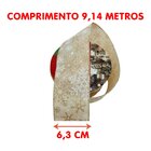 Rolos Fitas Aramada Flocos Neve Natal Kit 2pçs 6,3cm 9,14m