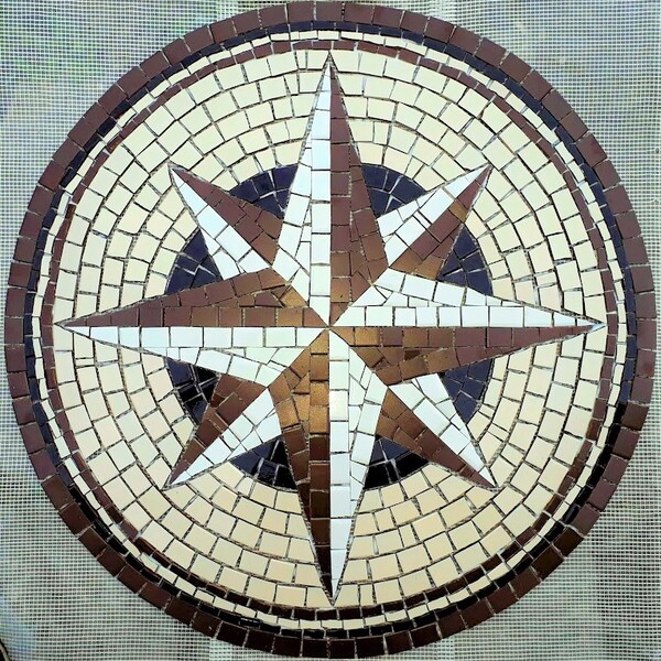 Rosa Dos Ventos Em Mosaico Cerâmicas - 100cm