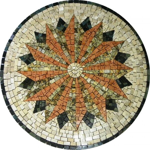 Rosa Dos Ventos Em Mosaico Rosa Do Engenho - 130cm