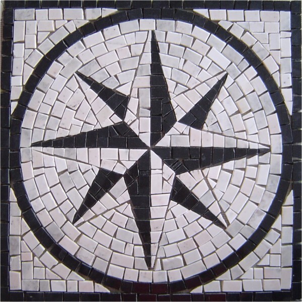 Rosa Dos Ventos Em Mosaico Rosone Fiorentino - 90 Cm