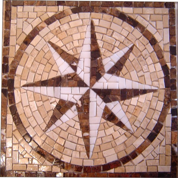 Rosa Dos Ventos Em Mosaico Rosone Fiorentino Ii Rústico - 70cm