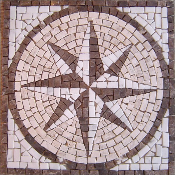 Rosa Dos Ventos Em Mosaico Rosone Fiorentino Iii Rústico - 80