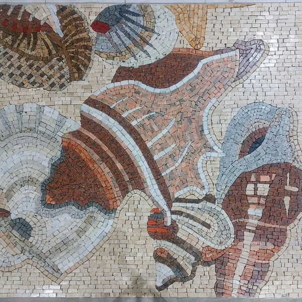 Rosone Mosaico Contemporâneo Conchas Do Mar - 150x160cm