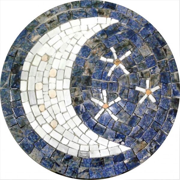 Rosone Mosaico Contemporâneo Lua Em Mosaico I - 80cm