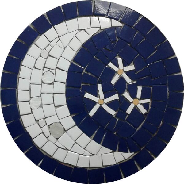 Rosone Mosaico Contemporâneo Lua Em Mosaico Ii Cerâmica - 80cm