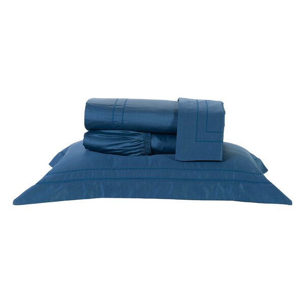 Roupa De Cama Casal Padrão Azul 400 Fios Egípcio 100% Algodão