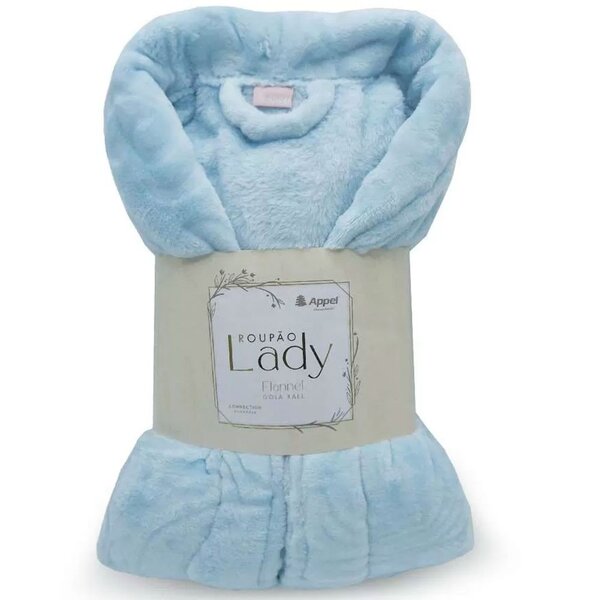 Roupão Adulto Microfibra Flannel Appel  Feminino Lady Azul Pl
