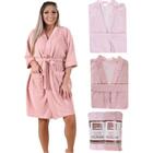 Roupão De Banho Adulto Felpudo Feminino Em Algodão P Rosa