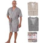 Roupão De Banho Adulto Felpudo Masculino Em Algodão P Cinza