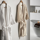 Roupão de Banho Adulto G Lino Bege 100% Algodão Karsten