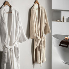 Roupão de Banho Adulto M Lino Branco 100% Algodão Karsten