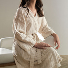 Roupão de Banho Adulto P Lino Bege 100% Algodão Karsten