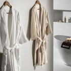 Roupão de Banho Adulto P Lino Branco 100% Algodão Karsten