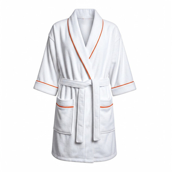 Roupao Felpudo Branco Tam Exg Com Vivo  Laranja