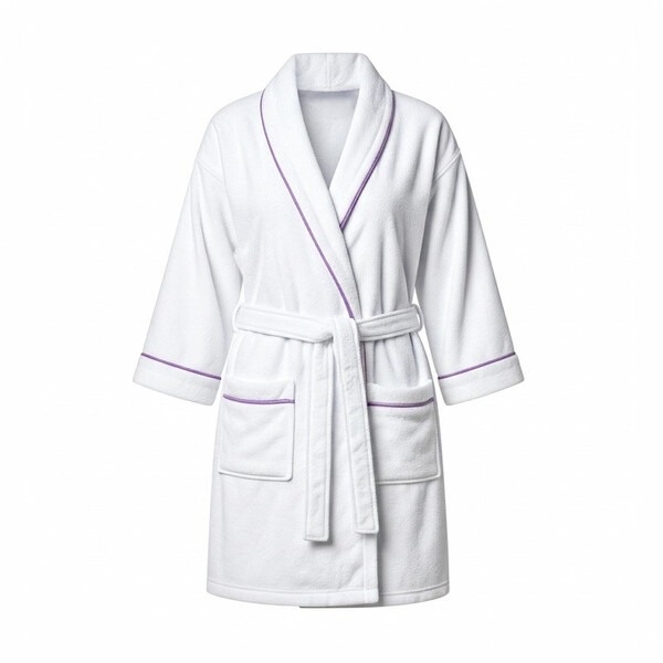 Roupao Felpudo Branco Tam Exg Com Vivo  Lilas