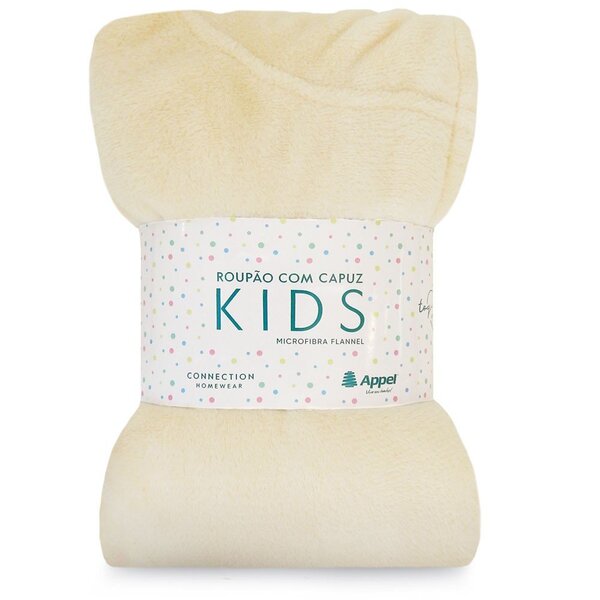 Roupão Infantil Com Capuz Microfibra Flannel Appel Areia
