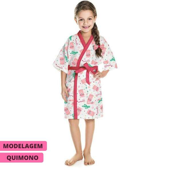 Roupão Infantil Felpudo Quimono Lhama Lepper Branco Branco P