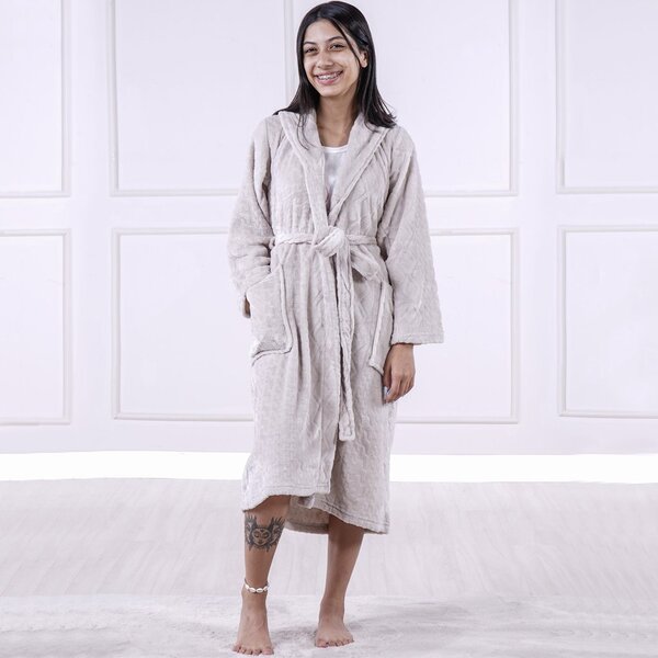 Roupão Microfibra Flannel  Relieve Com Bolso Extra Macio