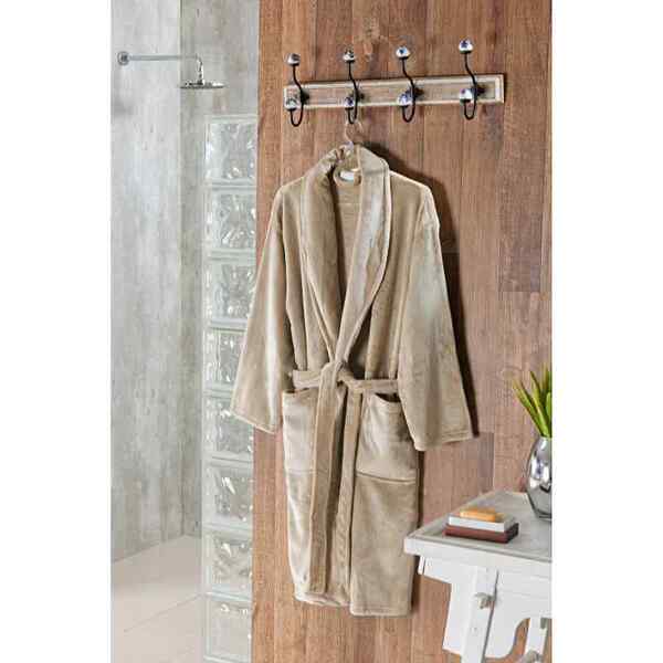 Roupão Microfibra Toque De Seda Kaki M Niazitex