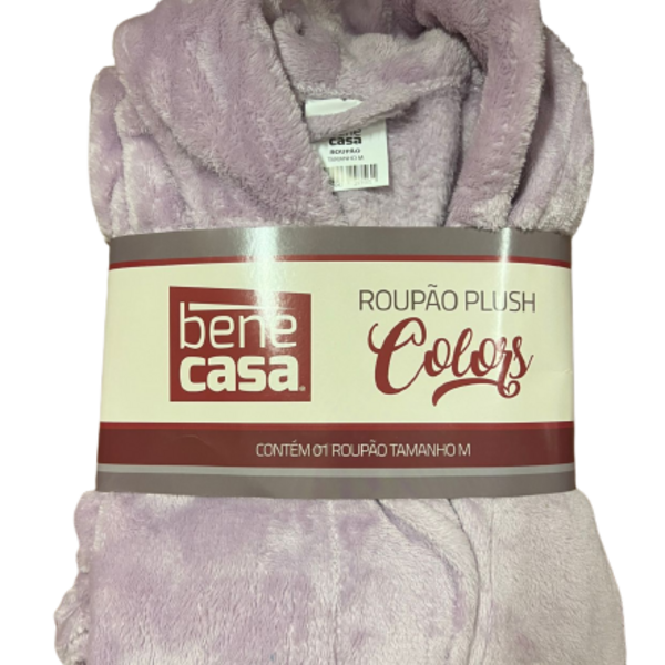 Roupão Plush Colors Com Bolso Gola Xale