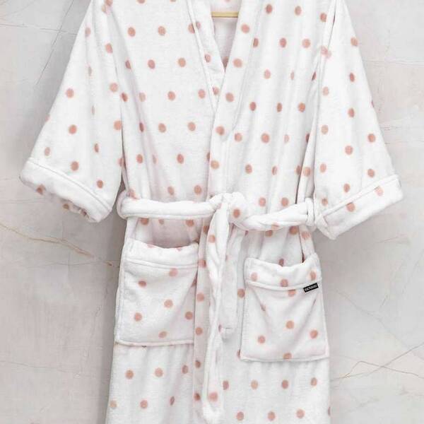 Roupão Toque De Seda G Poá Rosa Kacyumara