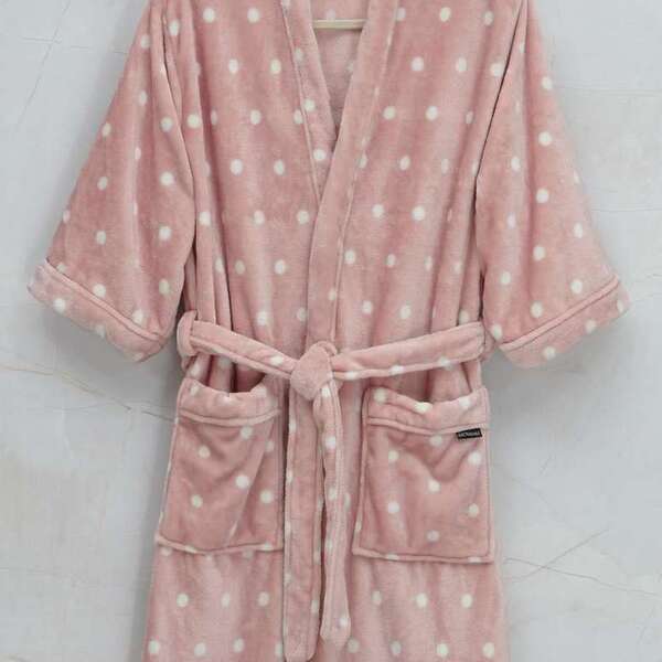 Roupão Toque De Seda M Poá Rose Kacyumara