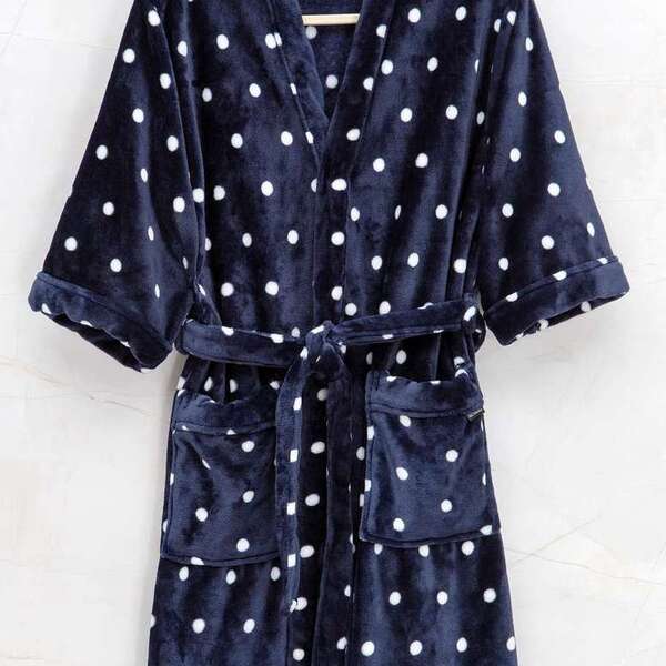 Roupão Toque De Seda P Poá Marinho Kacyumara