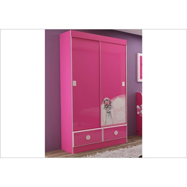 Roupeiro 02 Portas De Correr Angelina Pink Ploc - Gelius