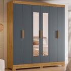 Roupeiro 2 Gavetas Com Espelho Seul Freijó Cinza