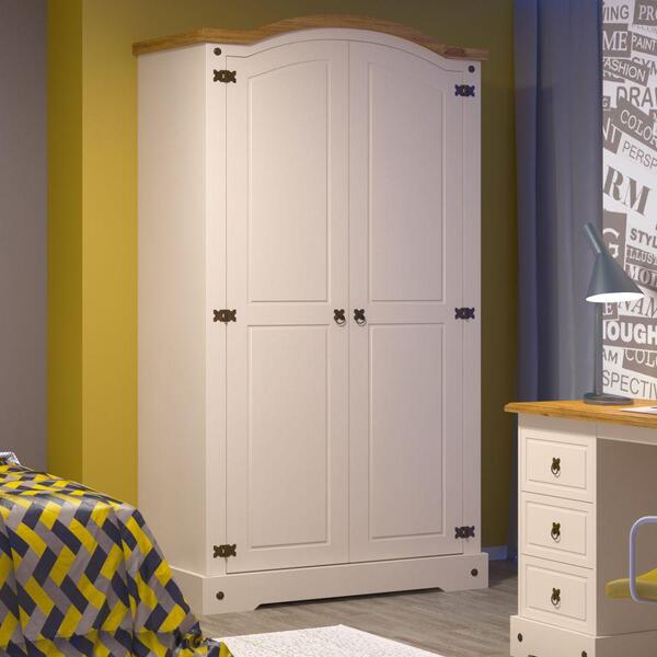 Roupeiro 2 Portas 1 Gaveta Smile - Mdf E Madeira Maciça - Cre