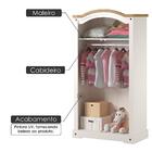 Roupeiro 2 Portas 1 Gaveta Smile - Mdf E Madeira Maciça - Cre