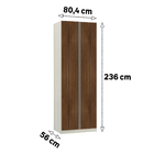 Roupeiro 2 Portas 236x80,4x56cm Madeira Nogueira Dourado Prime Luciane