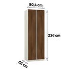 Roupeiro 2 Portas 236x80,4x56cm Madeira Nogueira Dourado Prime Luciane