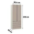 Roupeiro 2 Portas 236x90,4x56cm Madeira Connect Prime Luciane