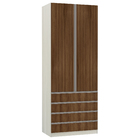 Roupeiro 2 Portas 236x90,4x56cm Madeira Nogueira Dourado Prime Luciane