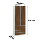 Roupeiro 2 Portas 236x90,4x56cm Madeira Nogueira Dourado Prime Luciane