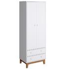 Roupeiro 2 Portas 2 Gavetas Retro By140 Branco Completa Moveis