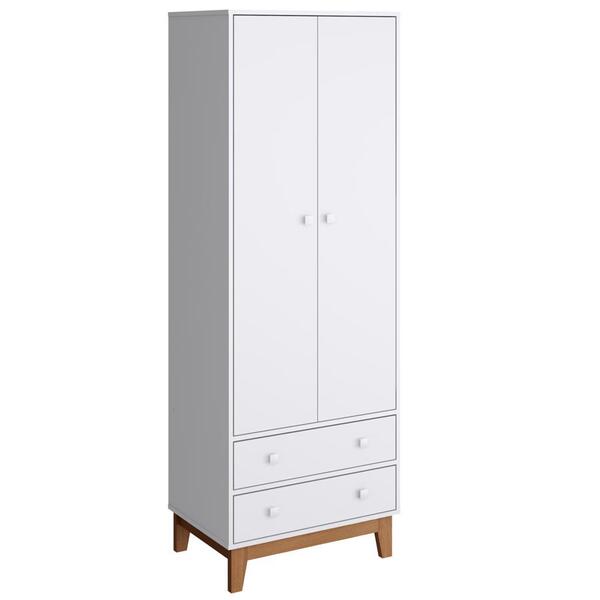 Roupeiro 2 Portas 2 Gavetas Retro By140 Branco Completa Moveis