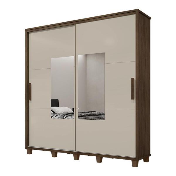 Roupeiro 2 Portas Ancona Freijó Off White Com Espelho