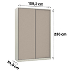 Roupeiro 2 Portas de Correr 236x159,2x54,5cm Madeira Connect Prime Luciane