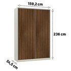Roupeiro 2 Portas de Correr 236x159,2x54,5cm Madeira Nogueira Dourado Prime Luciane