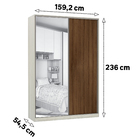 Roupeiro 2 Portas de Correr 236x159,2x54,5cm Madeira Nogueira Dourado Prime Luciane