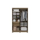 Roupeiro 2 Portas De Correr 2 Gavetas Com Pés E Espelho Nogue