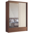 Roupeiro 2 Portas Ripado Com Espelho Flex Lens Jatoba Areia