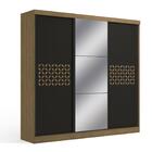 Roupeiro 3 Portas 3 Gavetas Espelho Freijo/preto J576 Kappesb