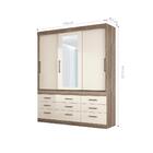 Roupeiro 3 Portas 9 Gavetas Com Espelhos Greece Castanha Off