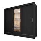 Roupeiro 3 Portas Casal Com 2 Espelhos Aurora Preto - M. Arap