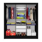 Roupeiro 3 Portas Casal Com 2 Espelhos Aurora Preto - M. Arap